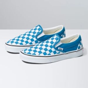 VANS CLASSIC SLIP-ON BLUE CHECKERBOARD SNEAKERS